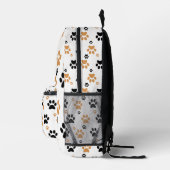 Orange Black Paw Print Pattern Bedruckter Rucksack (Rechts)