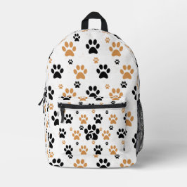 Orange Black Paw Print Pattern Bedruckter Rucksack