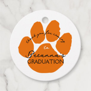 Orange & Black Pawprint Abschluss Circle Gift Geschenkanhänger