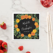 Orange Black Peony & Rose Floral Wedding Serviette (Beispiel)