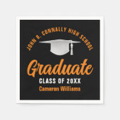 Orange Black Personalisiert 2025 Graduate Party Serviette (Vorderseite)