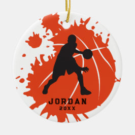 Orange Black Personalisiert Basketball Player Keramik Ornament