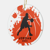 Orange Black Personalisiert Basketball Player Keramik Ornament (Links)