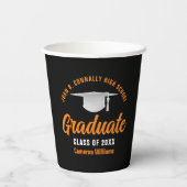 Orange Black Personalisiert Graduation Party Pappbecher (Rückseite)