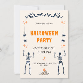 Orange Black Playful Illustrative Halloween-Party Einladung