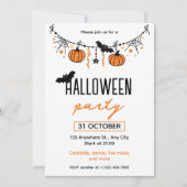 Orange Black Playful Simple Halloween-Party Einladung (Vorderseite)
