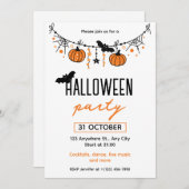 Orange Black Playful Simple Halloween-Party Einladung (Vorne/Hinten)