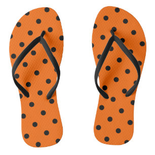 Orange/Black Polka Dots Flip Flops Badesandalen