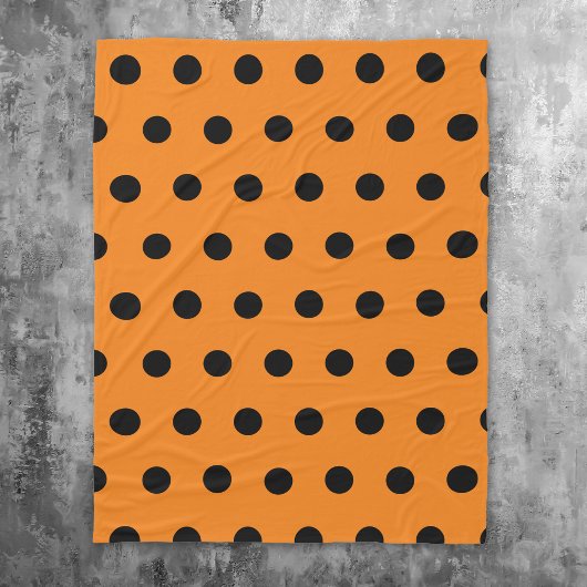 Orange Black Polka Dots Pattern Fleecedecke