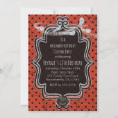 Orange & Black Polka Dots Whimsisches Halloween Einladung (Vorderseite)