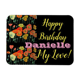 Orange Black Poppy Happy Birthday Kühlschrankmagne Magnet