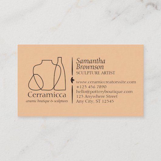 Orange Black Pottery Vase Keramik Care Instruction Visitenkarte (Rückseite)