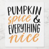 Orange & Black Pumpkin Gewürz-Erntedank Angebot Weinetikett (Einzelnes Label)