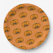 Orange Black Pumpkin Pattern Halloween-Party Pappteller (Vorderseite)