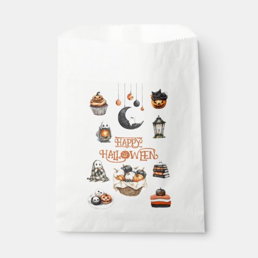 Orange Black Pumpkins Ghosts Happy Halloween Geschenktütchen (Vorderseite)