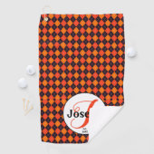 Orange Black Raute Mit Monogramm Golfers Liebling Golfhandtuch (Insitu)