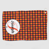 Orange Black Raute Mit Monogramm Golfers Liebling Golfhandtuch (Horizontal)
