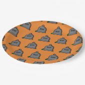 Orange Black RIP Pattern Halloween-Party Pappteller (Schrägansicht)