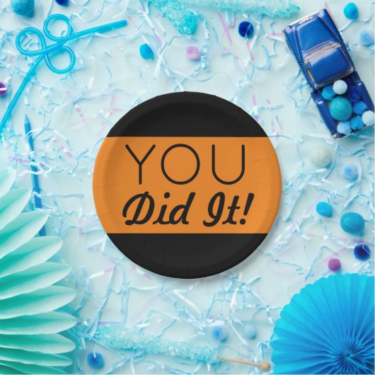 Orange & Black Sie haben es getan Abschluss Pappteller (Party)