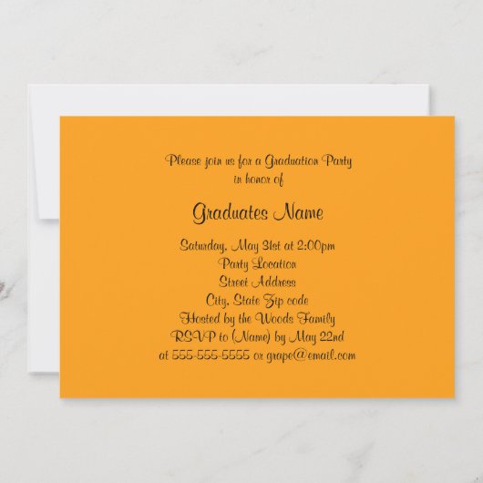 Orange & Black Silhouette 2025 Graduation Party Einladung (Rückseite)