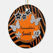 Orange Black Silver Zebra Sweet 15 Foto Ornament (Links)