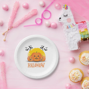 Orange & Black Simple Halloween Pappteller