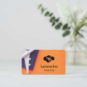 Orange & Black Simple Travel Business Card Visitenkarte (Stehend Vorderseite)