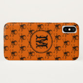 Orange Black Skull Halloween Personalisiert Monogr Case-Mate iPhone Hülle (Rückseite (Horizontal))