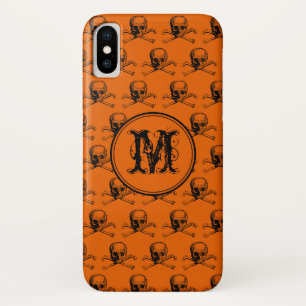 Orange Black Skull Halloween Personalisiert Monogr Case-Mate iPhone Hülle