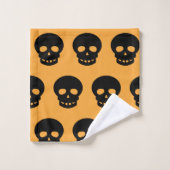 Orange Black Skull Pattern Badhandtuch Set (Waschlappen)