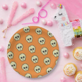 Orange Black Skull Pattern Halloween-Party Pappteller (Party)