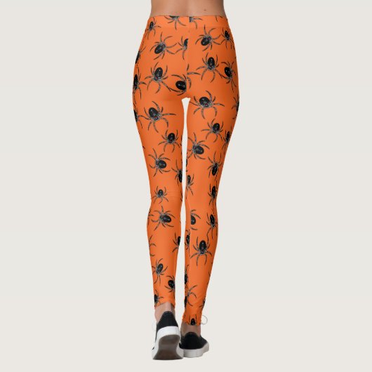 Orange Black Spider Halloween Leggings (Rückseite)
