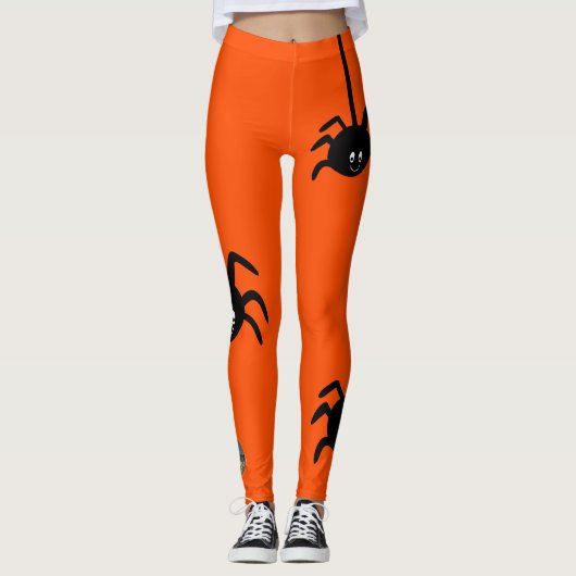 ORANGE BLACK SPIDER HALLOWEWEESS BUSINESS LOGO CUS LEGGINGS (Vorderseite)