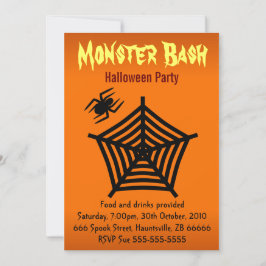 Orange Black Spider Web Halloween-Party 5" x 7" Einladung