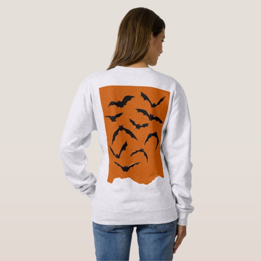 Orange Black Spooky Bats Modernes glückliches Hall Sweatshirt (Schwarz voll)