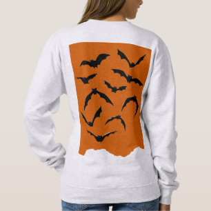 Orange Black Spooky Bats Modernes glückliches Hall Sweatshirt