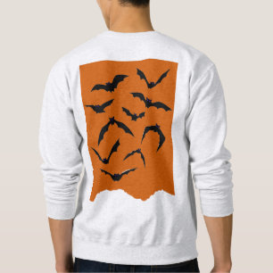 Orange Black Spooky Bats Modernes glückliches Hall Sweatshirt