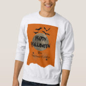 Orange Black Spooky Bats Modernes glückliches Hall Sweatshirt (Vorderseite)