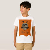 Orange & Black Spooky Moderne glückliche Halloween T-Shirt (Vorne ganz)