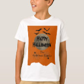 Orange & Black Spooky Moderne glückliche Halloween T-Shirt (Vorderseite)