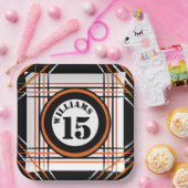 Orange & Black Sports Themenpapierplatte Pappteller (Party)