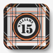 Orange & Black Sports Themenpapierplatte Pappteller (Vorderseite)