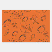 Orange & Black Star Power Football Game Day Geschenkpapier Set (Vorderseite 3)