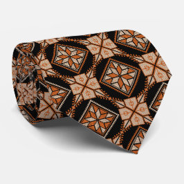 Orange & Black Tatreez Henna Thobe Print Muster Krawatte