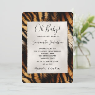 Orange Black Tiger Animal Print Einladung
