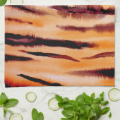 Orange Black Tiger Animal Print Geschirrtuch (Gefaltet)