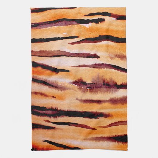 Orange Black Tiger Animal Print Geschirrtuch (Vertikal)