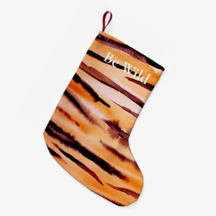 Orange Black Tiger Animal Print Kleiner Weihnachtsstrumpf