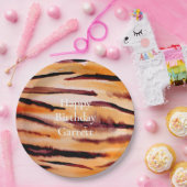 Orange Black Tiger Animal Print Pappteller (Party)