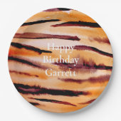 Orange Black Tiger Animal Print Pappteller (Vorderseite)